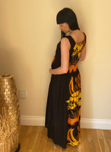 Load image into Gallery viewer, Long Smocked Dress - One Size Black Red Orange Flame