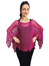 Load image into Gallery viewer, Crochet Lace Knit Batwing Poncho - Magenta