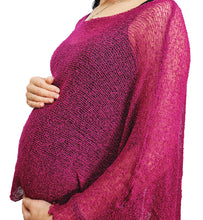 Load image into Gallery viewer, Crochet Lace Knit Batwing Poncho - Magenta