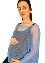 Load image into Gallery viewer, Crochet Lace Knit Batwing Poncho - Mid Blue