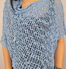 Load image into Gallery viewer, Popcorn Style Crochet Poncho - Mid Blue