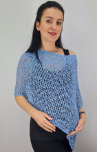 Load image into Gallery viewer, Popcorn Style Crochet Poncho - Mid Blue