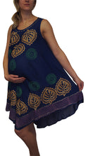 Load image into Gallery viewer, L'Affair Ladies Umbrella Cut Maternity Pregnancy Floral Print Sleeveless Lightweight Casual Beach Summer Dress (Midnight Blue Flowers, One Size)