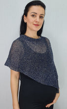 Load image into Gallery viewer, Mimosa Ladies Glitter Small Poncho - Navy Silver