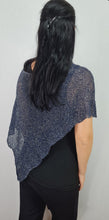 Load image into Gallery viewer, Mimosa Ladies Glitter Small Poncho - Navy Silver