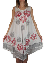 Load image into Gallery viewer, L'Affair Ladies Umbrella Cut One Size Floral Print Sleeveless Beach Summer Dress Fits UK 8-18 (Cool White Summer)