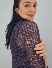 Load image into Gallery viewer, Popcorn Style Crochet Poncho - Purple