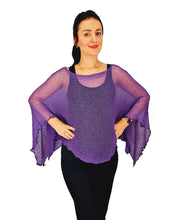 Load image into Gallery viewer, Crochet Lace Knit Batwing Poncho - Purple