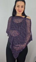 Load image into Gallery viewer, Popcorn Style Crochet Poncho - Purple