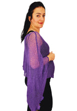 Load image into Gallery viewer, Crochet Lace Knit Batwing Poncho - Purple