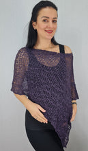 Load image into Gallery viewer, Popcorn Style Crochet Poncho - Purple