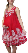 Load image into Gallery viewer, L'Affair Ladies Umbrella Cut Maternity Pregnancy Floral Print Sleeveless Lightweight Casual Beach Summer Dress (Red Floral Tie Dye, One Size)