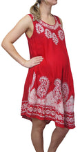 Load image into Gallery viewer, L'Affair Ladies Umbrella Cut Maternity Pregnancy Floral Print Sleeveless Lightweight Casual Beach Summer Dress (Red Floral Tie Dye, One Size)