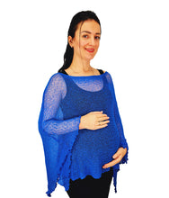 Load image into Gallery viewer, Crochet Lace Knit Batwing Poncho - Royal