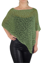Load image into Gallery viewer, Popcorn Style Crochet Poncho - Sage Green
