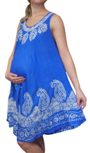 Load image into Gallery viewer, L'Affair Ladies Umbrella Cut Maternity Pregnancy Floral Print Sleeveless Lightweight Casual Beach Summer Dress (Soft Blue Candy, One Size)