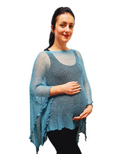 Load image into Gallery viewer, Crochet Lace Knit Batwing Poncho - Teal
