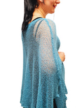 Load image into Gallery viewer, Crochet Lace Knit Batwing Poncho - Teal