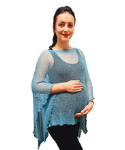 Load image into Gallery viewer, Crochet Lace Knit Batwing Poncho - Teal