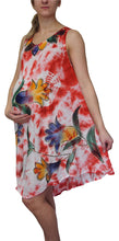 Load image into Gallery viewer, L'Affair Ladies Umbrella Cut Maternity Pregnancy Floral Print Sleeveless Lightweight Casual Beach Summer Dress (Watermelon Tie Dye, One Size)