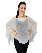Load image into Gallery viewer, Crochet Lace Knit Batwing Poncho - White