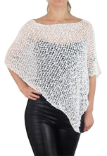Load image into Gallery viewer, Popcorn Style Crochet Poncho - White