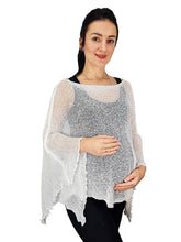 Load image into Gallery viewer, Crochet Lace Knit Batwing Poncho - White