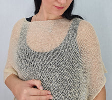 Load image into Gallery viewer, Crochet Lace Knit Small Poncho - Cream