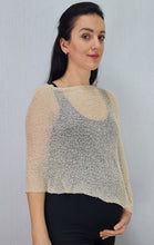 Load image into Gallery viewer, Crochet Lace Knit Small Poncho - Cream