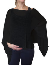 Load image into Gallery viewer, Crochet Lace Knit Batwing Poncho - Black
