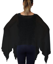 Load image into Gallery viewer, Crochet Lace Knit Batwing Poncho - Black