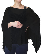 Load image into Gallery viewer, Crochet Lace Knit Batwing Poncho - Black