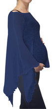 Load image into Gallery viewer, Crochet Lace Knit Batwing Poncho - Denim Blue