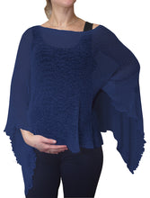 Load image into Gallery viewer, Crochet Lace Knit Batwing Poncho - Denim Blue
