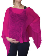 Load image into Gallery viewer, Crochet Lace Knit Batwing Poncho - Hot Pink