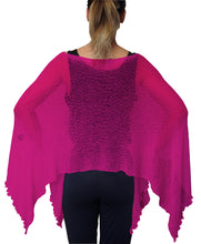Load image into Gallery viewer, Crochet Lace Knit Batwing Poncho - Hot Pink