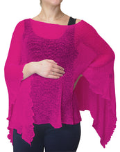 Load image into Gallery viewer, Crochet Lace Knit Batwing Poncho - Hot Pink