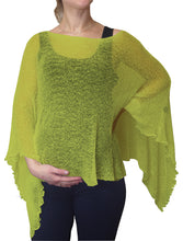 Load image into Gallery viewer, Crochet Lace Knit Batwing Poncho - Lime