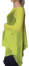 Load image into Gallery viewer, Crochet Lace Knit Batwing Poncho - Lime