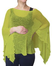 Load image into Gallery viewer, Crochet Lace Knit Batwing Poncho - Lime