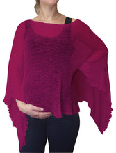 Load image into Gallery viewer, Crochet Lace Knit Batwing Poncho - Magenta