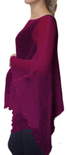 Load image into Gallery viewer, Crochet Lace Knit Batwing Poncho - Magenta