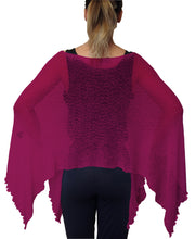 Load image into Gallery viewer, Crochet Lace Knit Batwing Poncho - Magenta