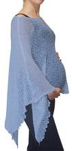 Load image into Gallery viewer, Crochet Lace Knit Batwing Poncho - Mid Blue