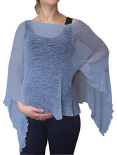 Load image into Gallery viewer, Crochet Lace Knit Batwing Poncho - Mid Blue