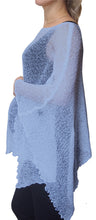 Load image into Gallery viewer, Crochet Lace Knit Batwing Poncho - Mid Blue