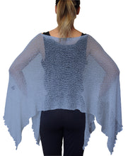 Load image into Gallery viewer, Crochet Lace Knit Batwing Poncho - Mid Blue