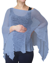 Load image into Gallery viewer, Crochet Lace Knit Batwing Poncho - Mid Blue