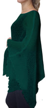Load image into Gallery viewer, Crochet Lace Knit Batwing Poncho - Petrol Blue
