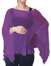 Load image into Gallery viewer, Crochet Lace Knit Batwing Poncho - Purple